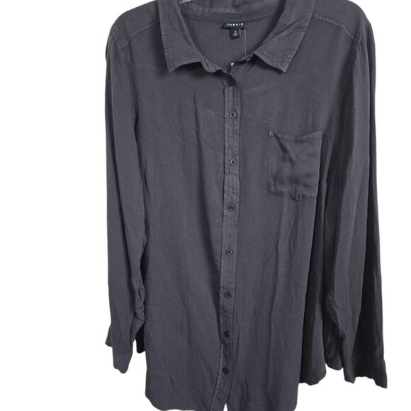 Torrid Women's Dark Slate Gray Button-down Shirttail Hem Classic NWT Plus 2X - Picture 1 of 16